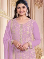 Purple Pink Faux Georgette Designer Salwar Kameez